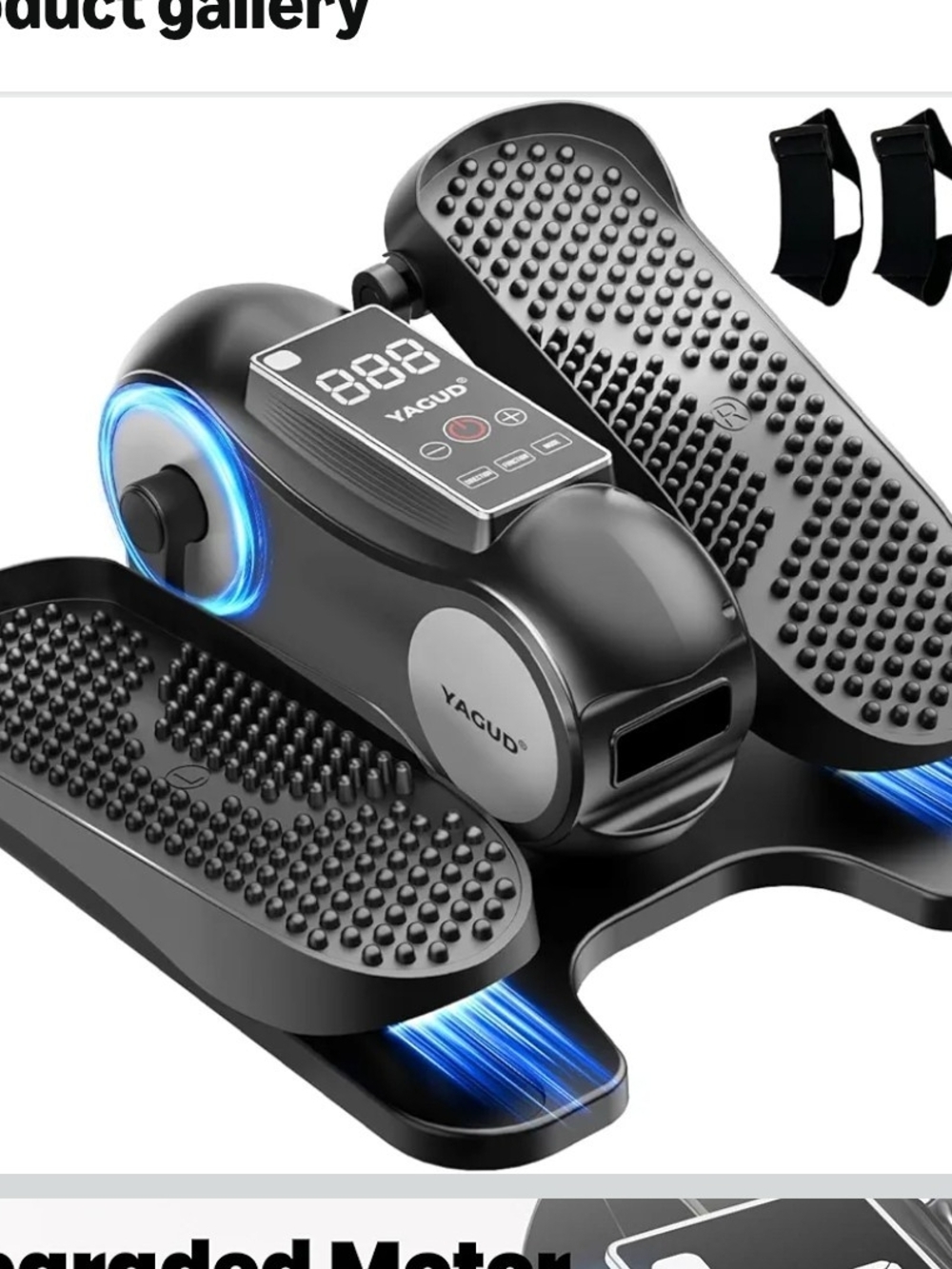 Yagud Black Under-Desk Elliptical Stepper with Digital Display